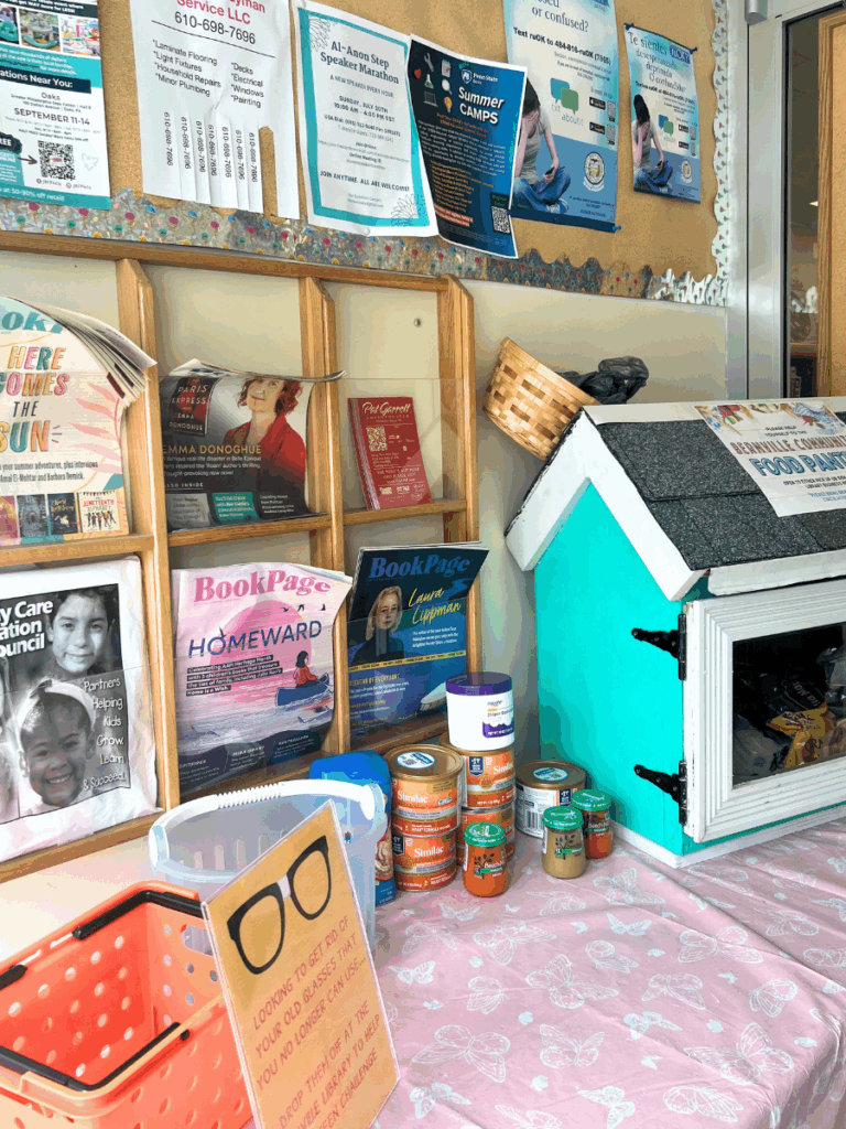 Food pantry and other resources at the Bernville Area Community Library.